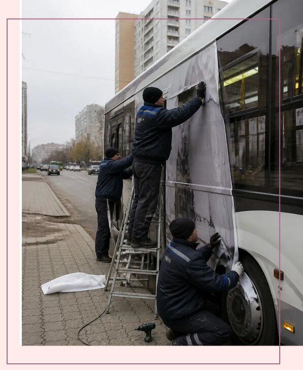 Изготовление и монтаж рекламы на автобусах в Клине